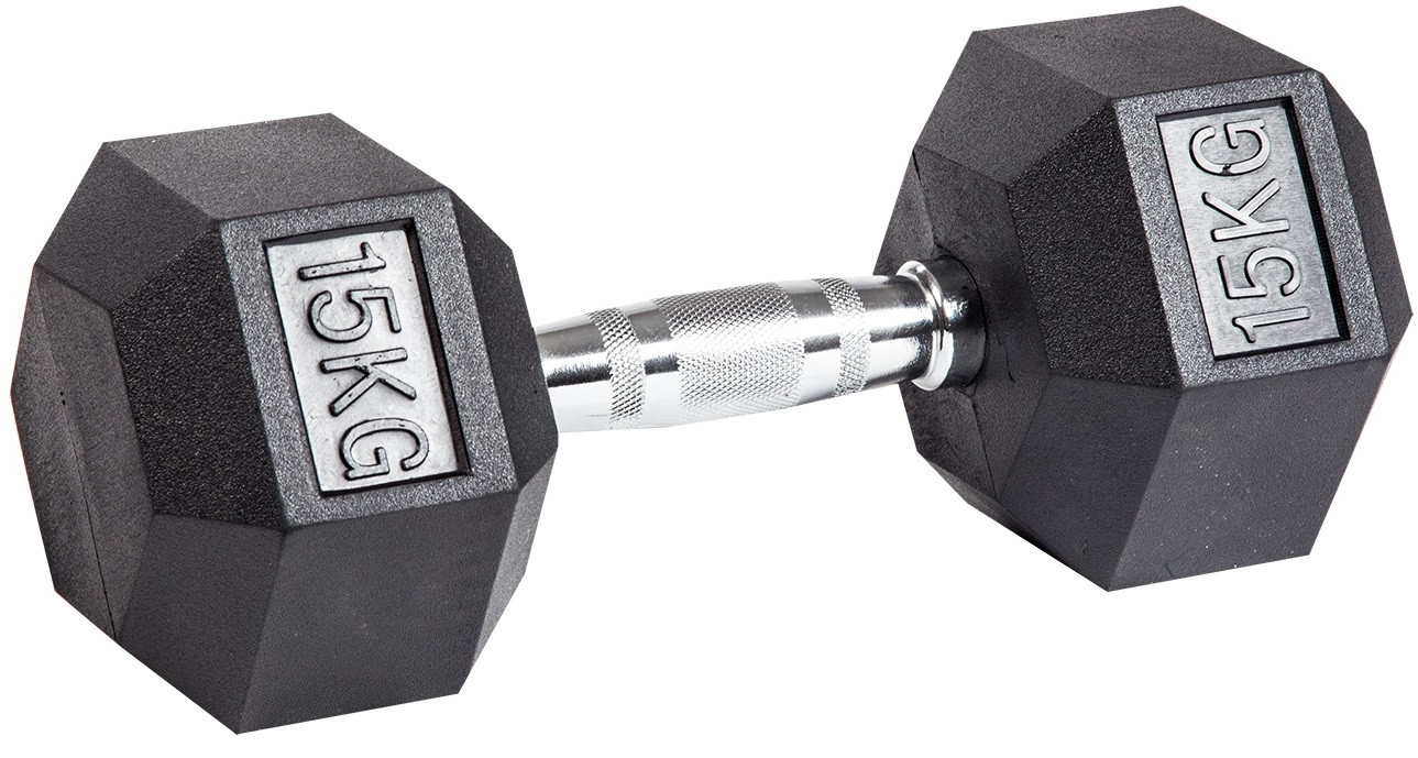 Гантель гексагональная обрезиненная 15 кг