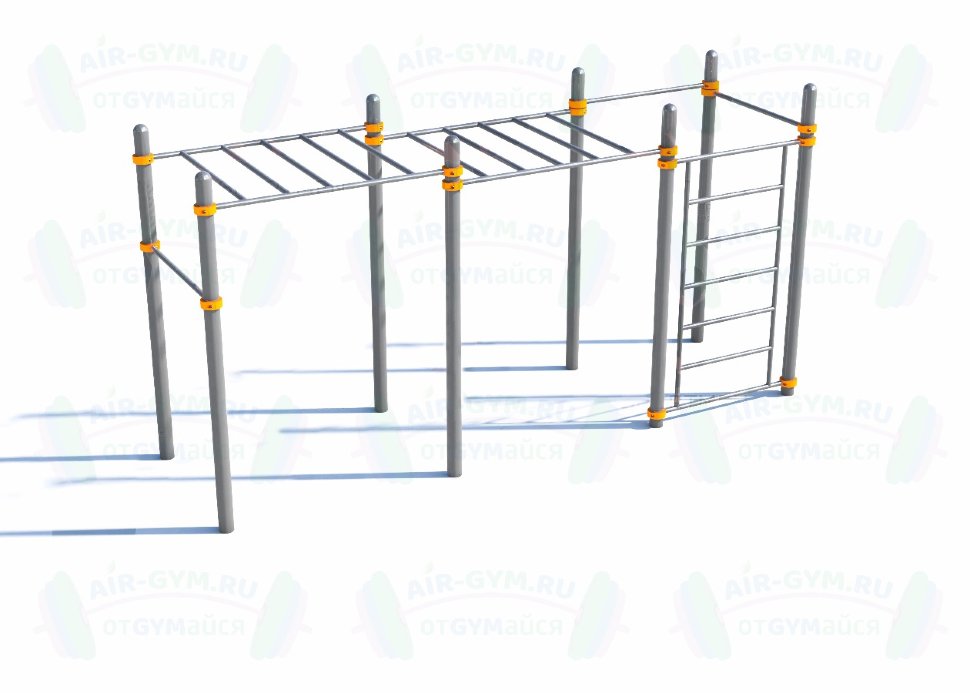 Рукоход двухуровневый с лестницей и двумя турниками СВС-66