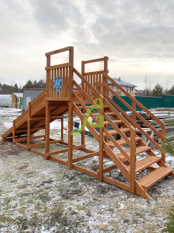 Зимняя деревянная горка IgraGrad Snow Fox Start, скат 4 м