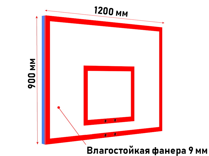 Щит баскетбольный из фанеры толщ.9 мм на металлическом каркасе (размер на выбор)