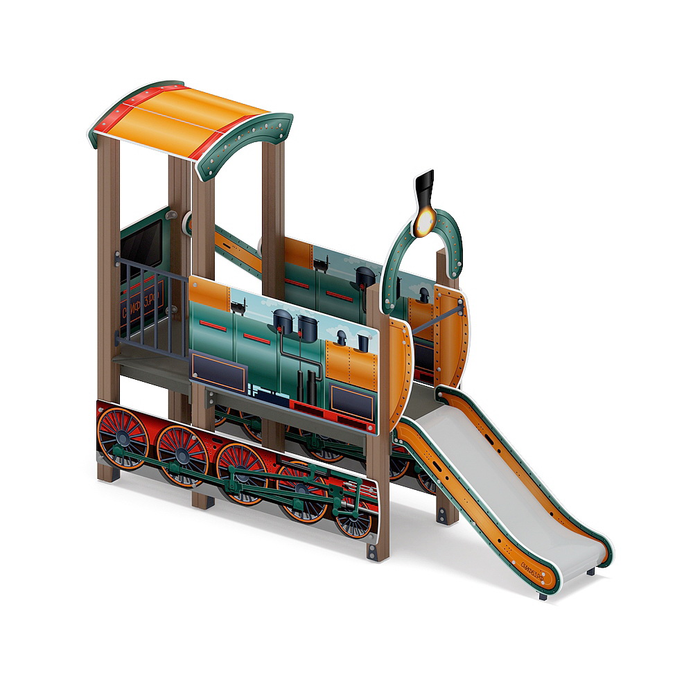 ПАРОВОЗИК (цветной) детский игровой комплекс ДИК 1.03.5.01-16 (H=750)