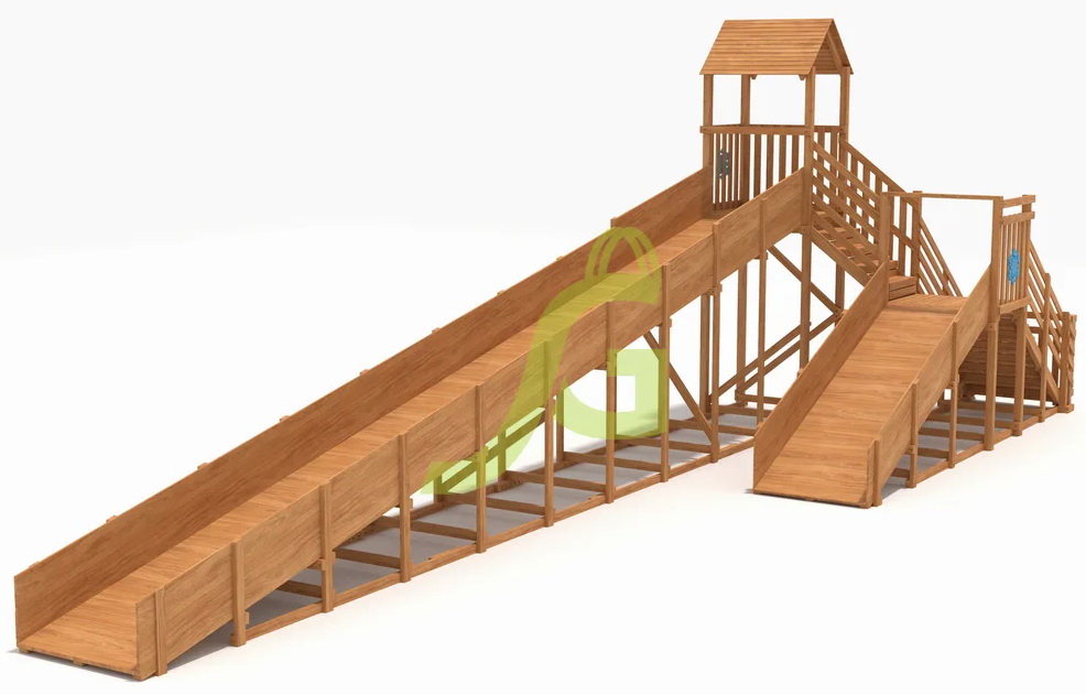 Зимняя деревянная горка Snow Fox 12 м с двумя скатами