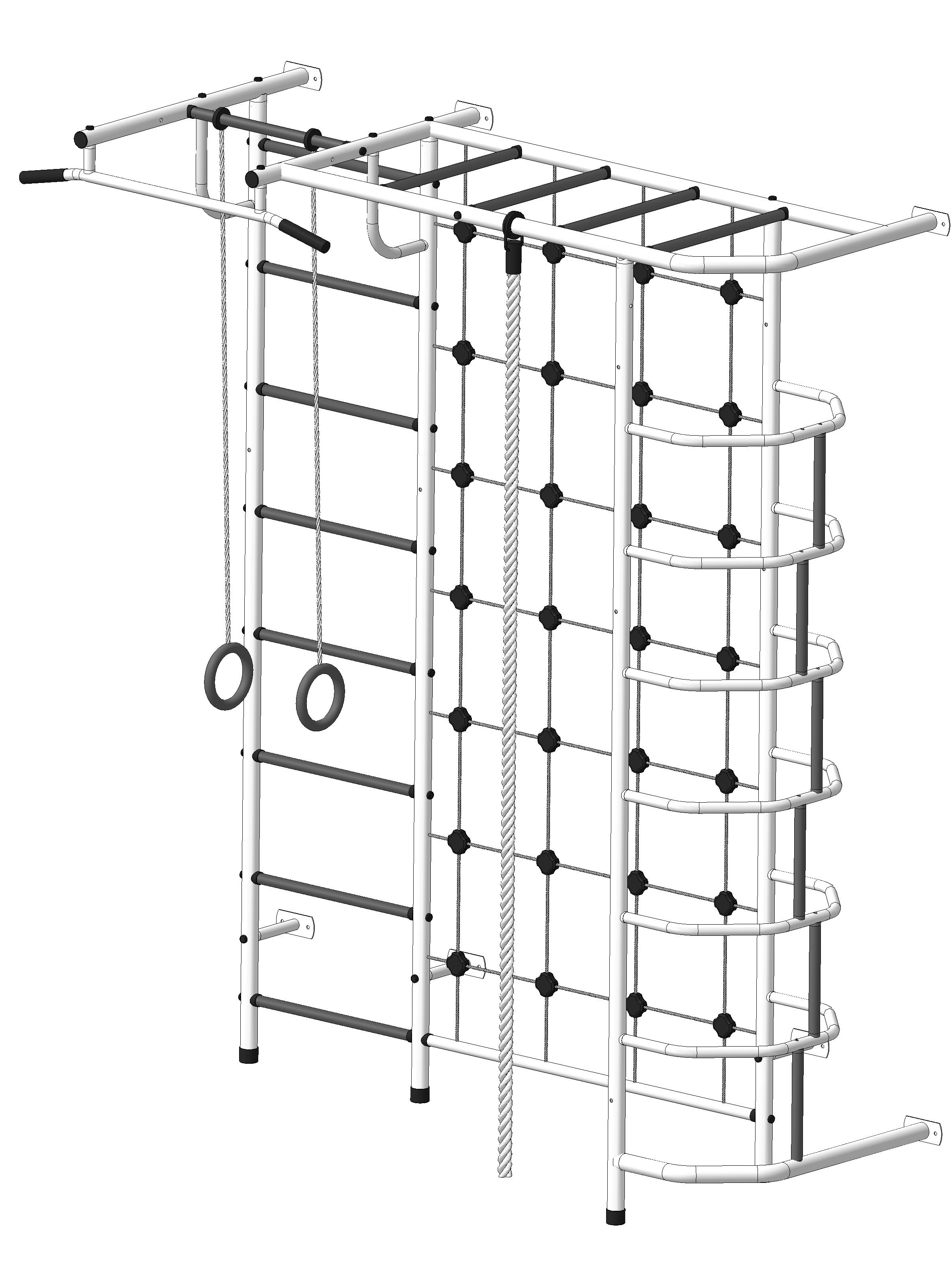 Детская шведская стенка ДСК "Пионер - С5СМ" бело/серый