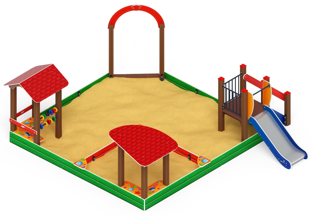 Песочный дворик с горкой (H=750) (Ракушки) ИО 6.01.05-01