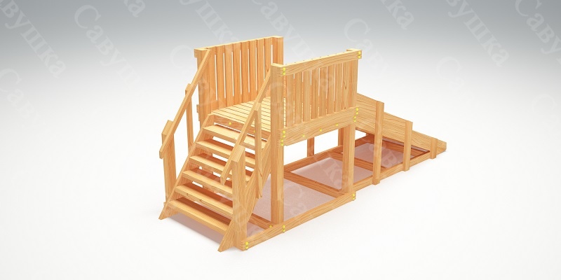 Зимняя деревянная игровая горка Савушка "Зима wood" - 1