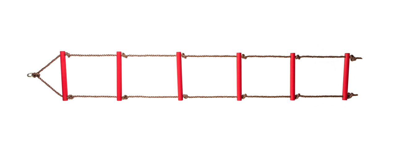 Лестница веревочная 6 ступеней красная