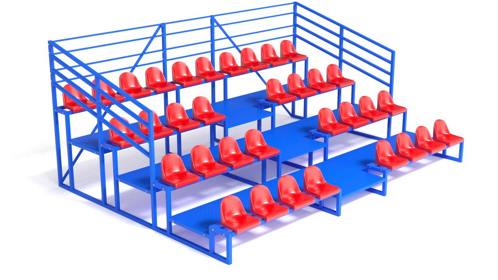 Трибуна с сидениями, четырехрядная, с ограждением (20.009)