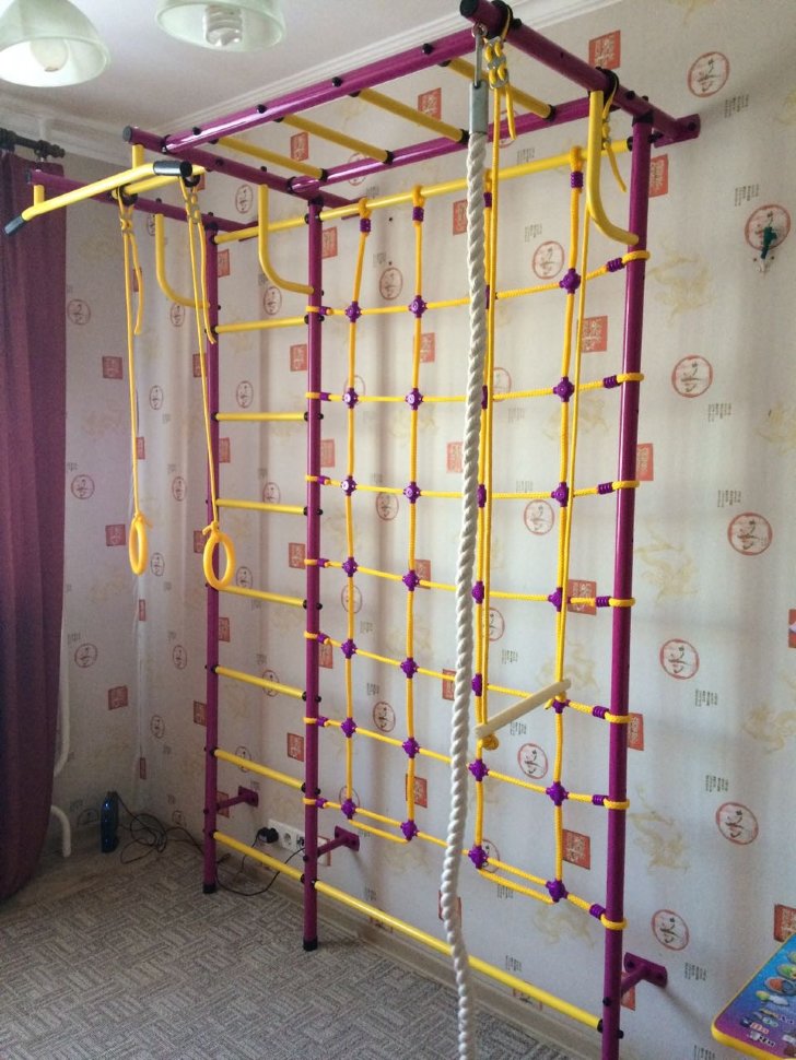 Детская шведская стенка Пионер С4СМ пурпурно/жёлтый