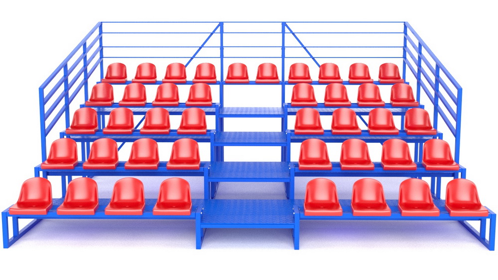 Трибуна с сидениями, пятирядная, с ограждением (20.010)