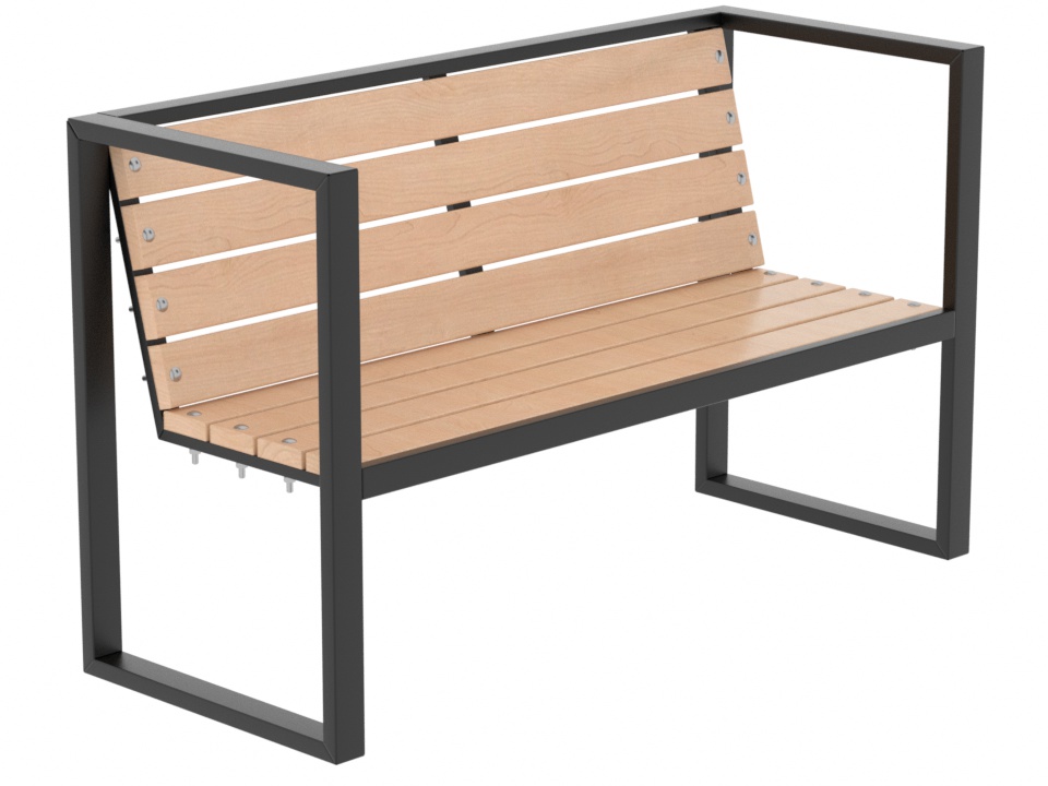 Уличная скамейка со спинкой «Квадрат» (14.6.1000)