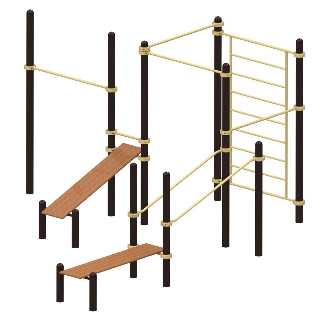 Параворкаут, комплекс с двумя скамьями YSKi.003