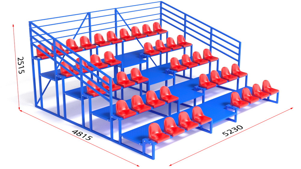 Трибуна с сидениями, пятирядная, с ограждением (20.010)