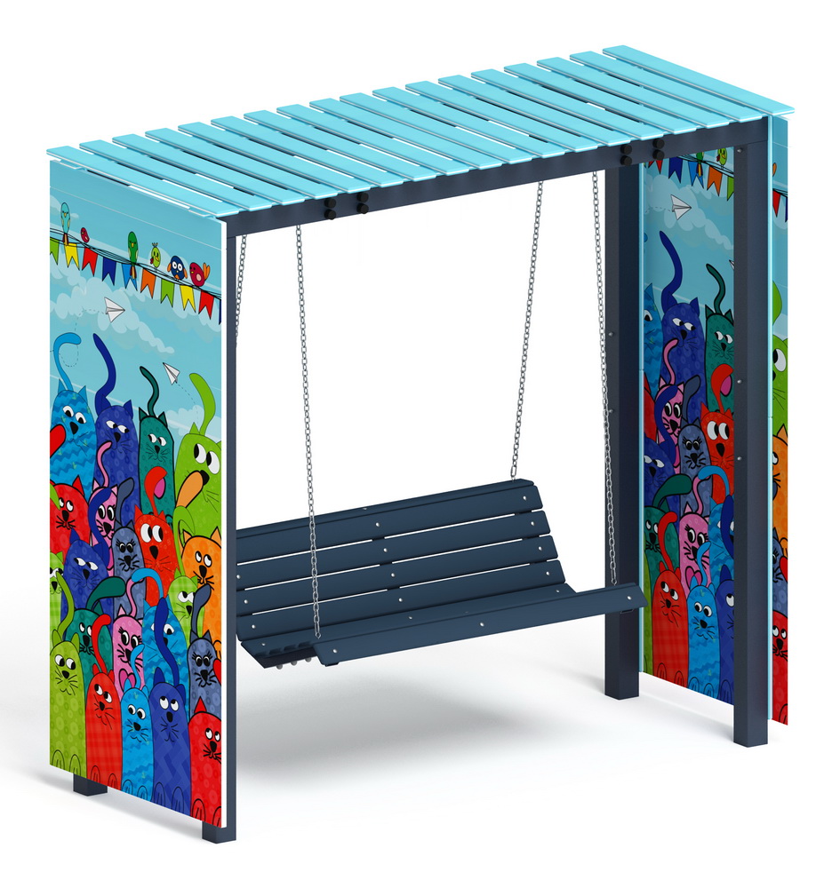 Пергола с качелями (Коты) МФ 78.06.01-07 /без поликарбоната/