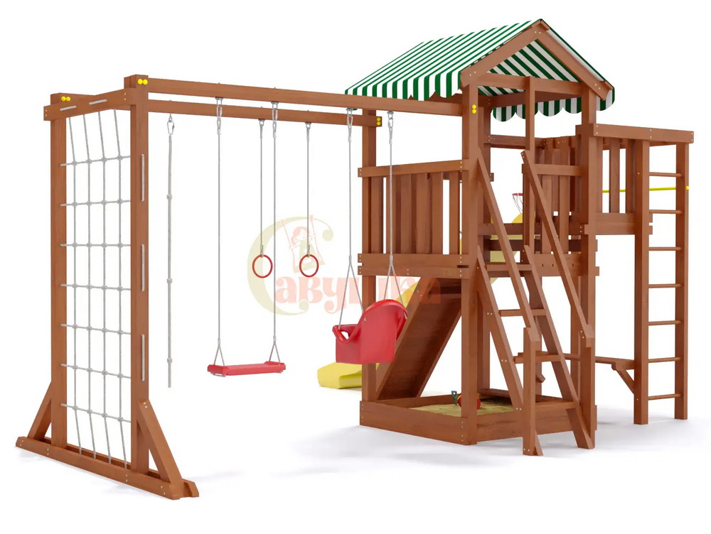 Детская площадка Савушка Мастер 4 Plus (Махагон) (горка 3 метра)