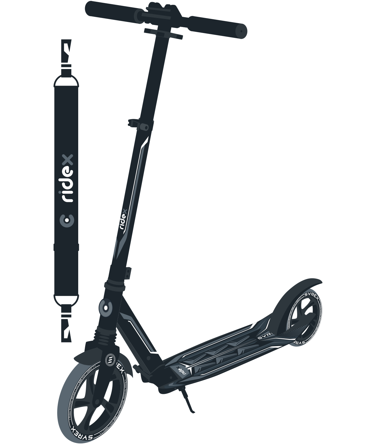 Самокат 2-колесный Syrex 230/200 мм, черный