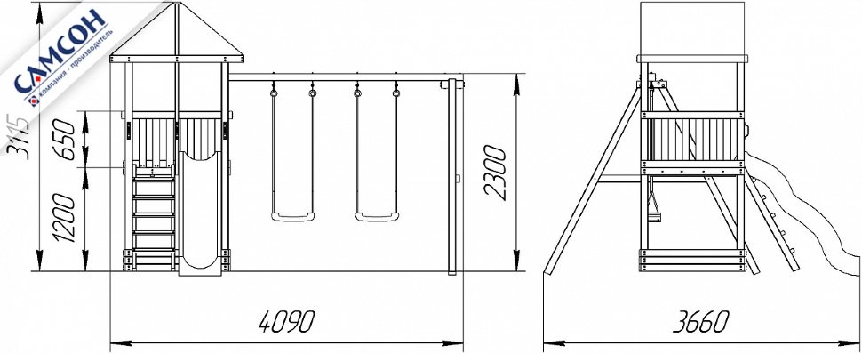 Детская деревянная игровая площадка ЭЛЕМЕНТ 3 Самсон