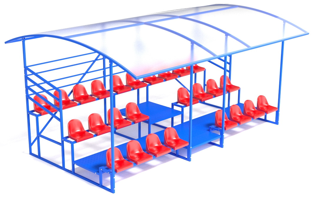 Трибуна с навесом, с ограждением, 3-рядная (20.012)