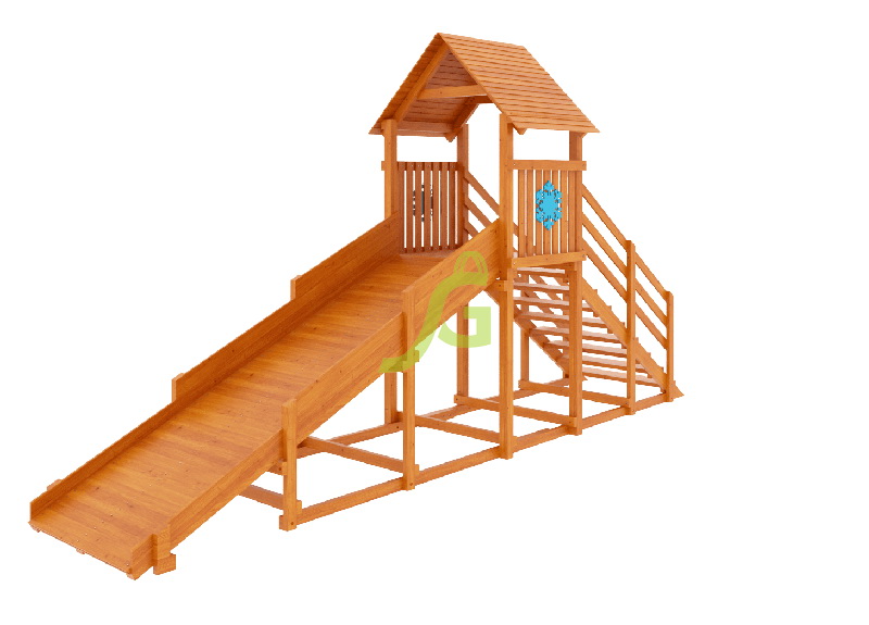 Зимняя деревянная горка IgraGrad Snow Fox Start с крышей, скат 4 м