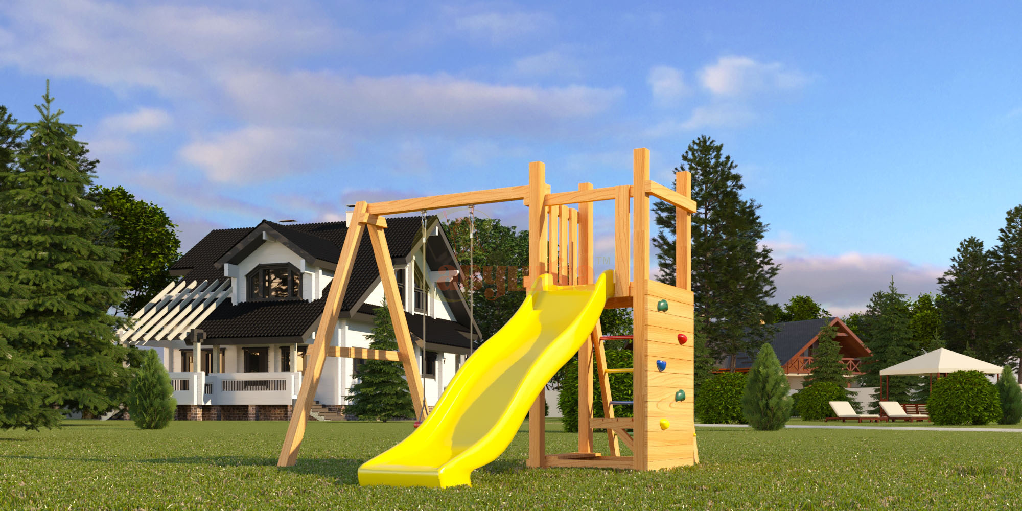 Детская площадка Савушка 4 сезона - Мастер 6 с качелями