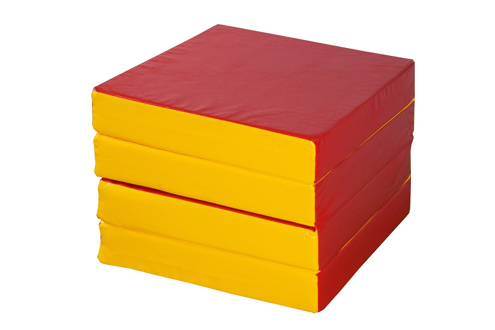 Мат № 11 (100 х 100 х 10) складной 4 сложения сине/жёлтый