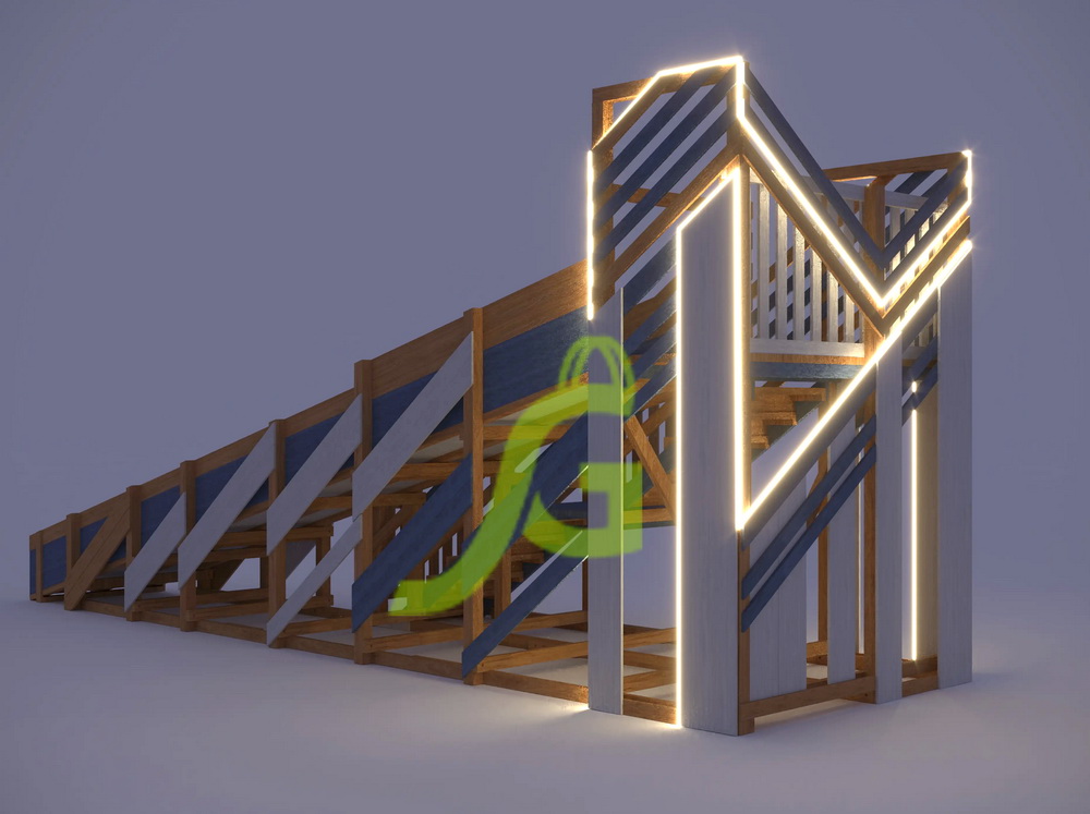 Зимняя деревянная горка Snow Fox, скат 8 м, мод.3