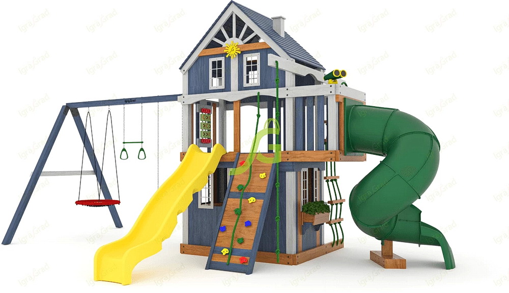 Детская площадка IgraGrad Шато 2 с трубой (Домик) мод.1, 2