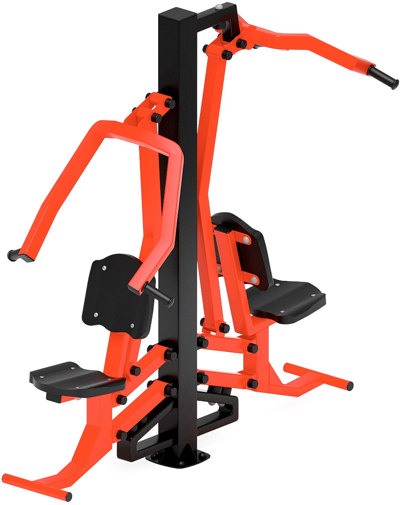 Уличный тренажер ТЯГА ВЕРХНЯЯ+ЖИМ ОТ ГРУДИ (красный) СТ 027-11