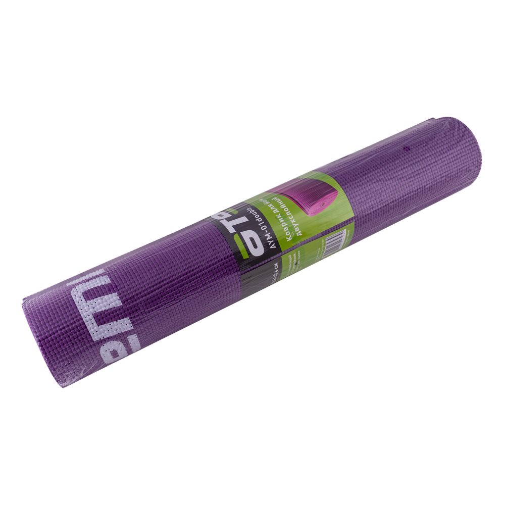 Коврик для йоги и фитнеса Atemi, AYM01DB, ПВХ, 173x61x0,6 см, двусторонний, фиолетовый