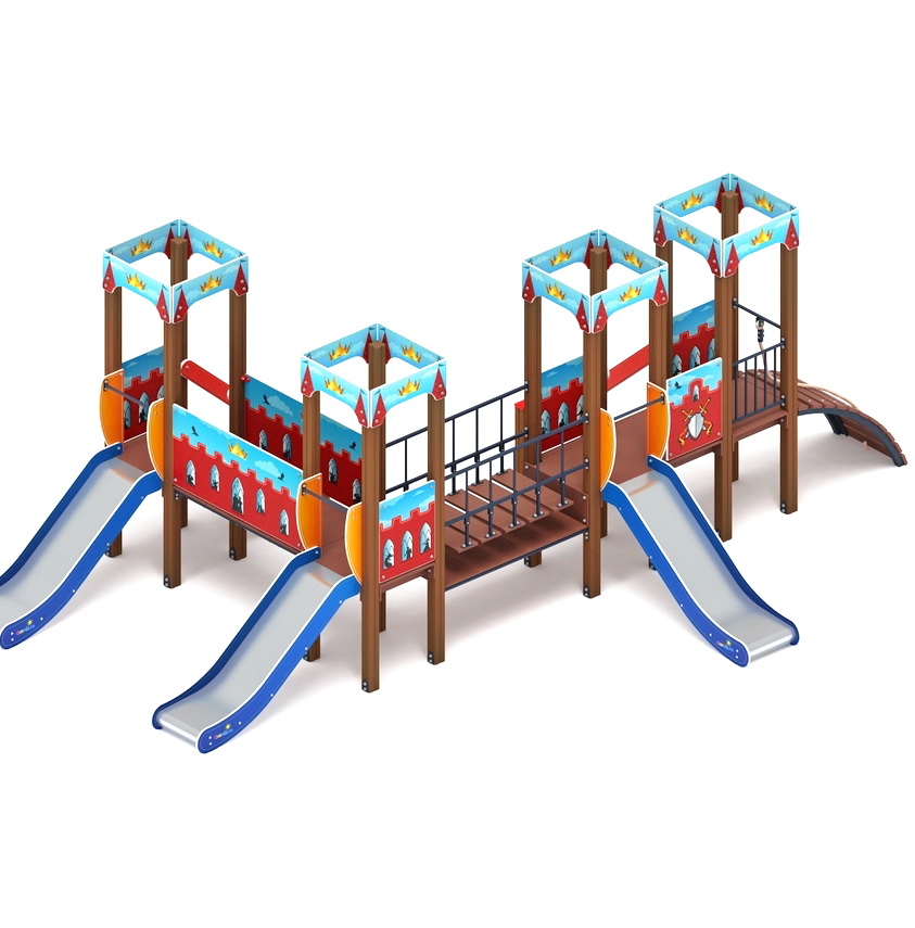 КОРОЛЕВСТВО (красное) детский игровой комплекс ДИК 1.15.04-03 (H=900)