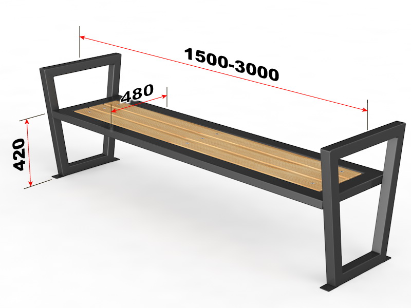 Уличная скамейка без спинки «Трапеция» (14.6.500)