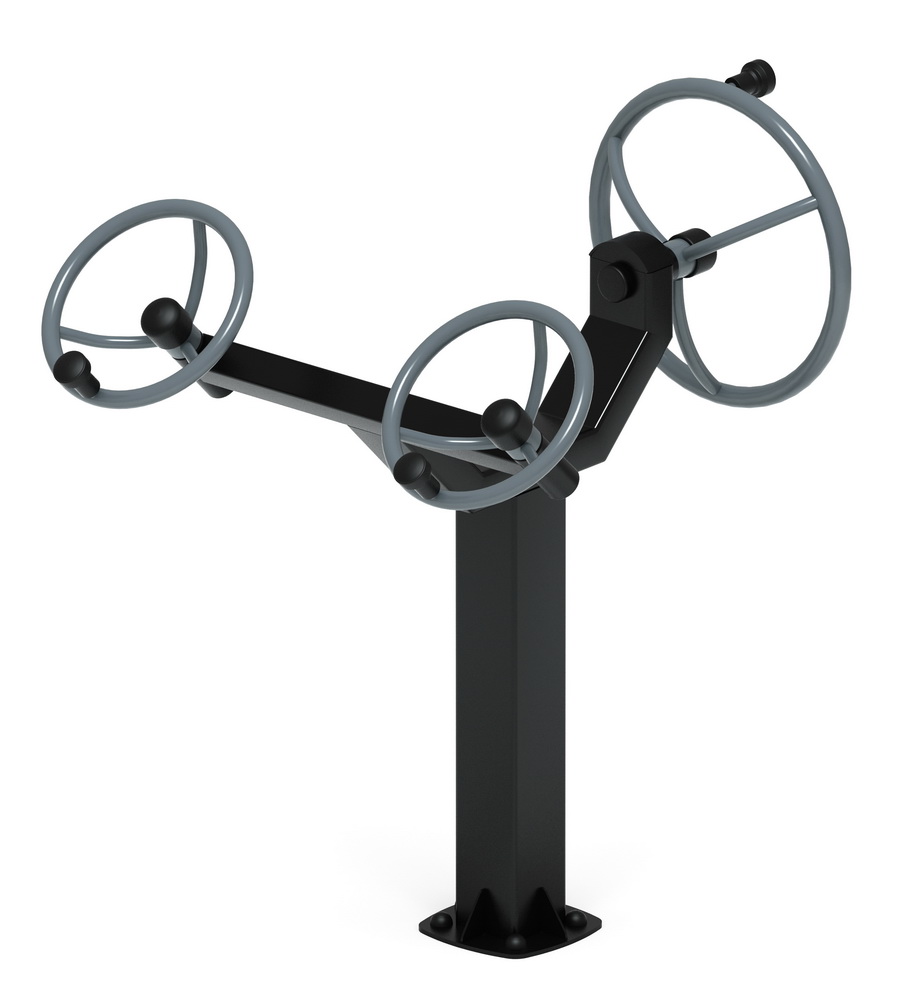 Тренажер уличный РУЛИ (3 руля положение сидя) серый СТ 104-13