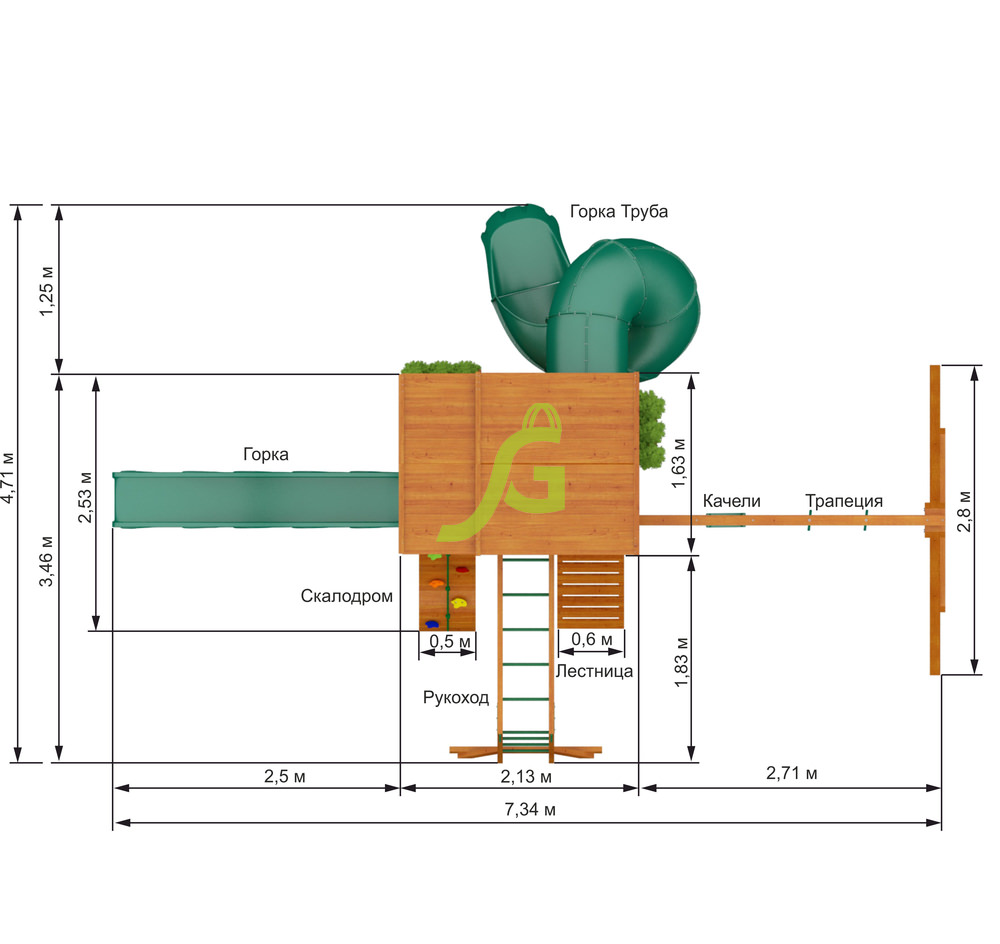 Детская площадка IgraGrad Клубный домик 2 с трубой и рукоходом