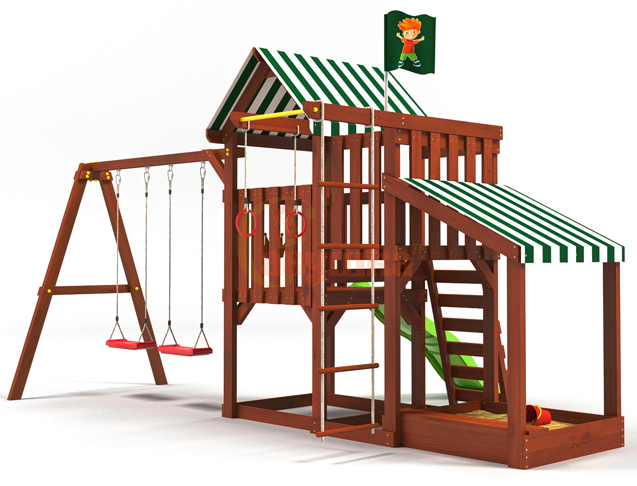 Детская площадка Савушка TooSun 3 с песочницей (горка 1,7 м)