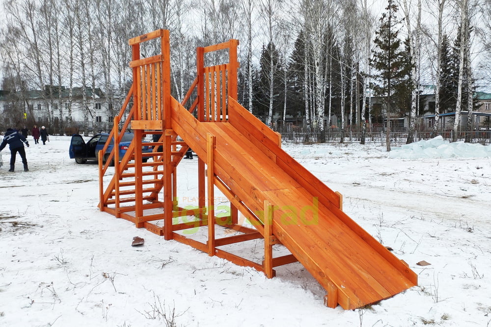 Зимняя деревянная горка IgraGrad Snow Fox Start, скат 4 м