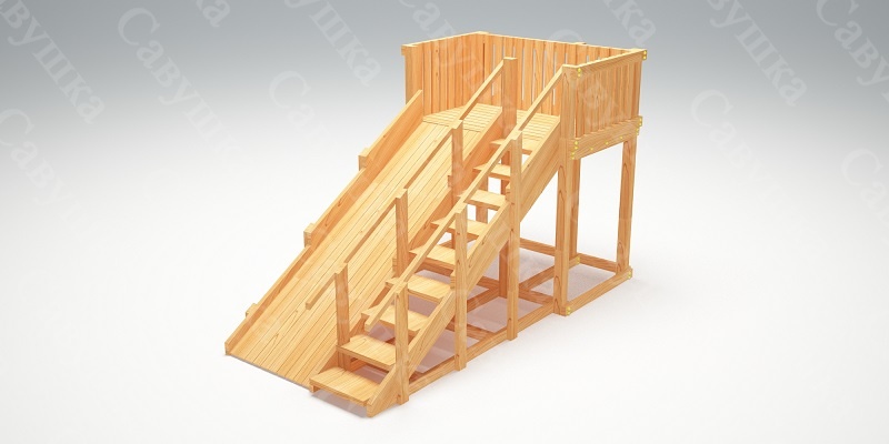 Зимняя деревянная игровая горка Савушка "Зима wood" - 3