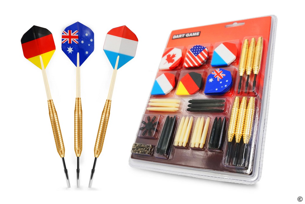 Набор дротиков и запасных частей (6 барелей, 18 хвостовиков, 18 оперений, 8 протектеров), 24 г