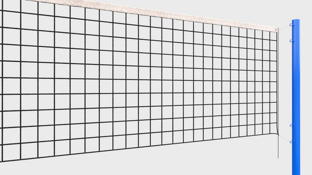 Сетка волейбольная, нить D=3 мм, стальной трос D=3 мм с уличными стойками (03.508)