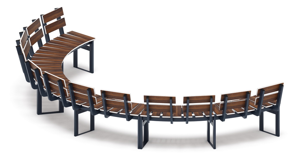 Модульная скамья радиальная (темный дуб) МФ 42.01.25