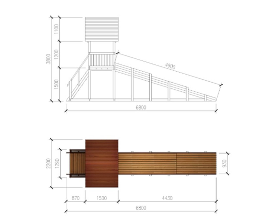 Зимняя горка ЗИМА WOOD-5 Савушка (скат 5 м)