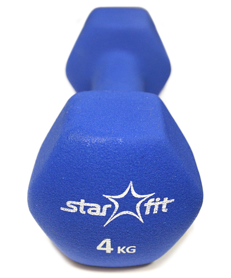 Гантель неопреновая STARFIT DB-201 4 кг, темно-синяя (1 шт.) 1/4