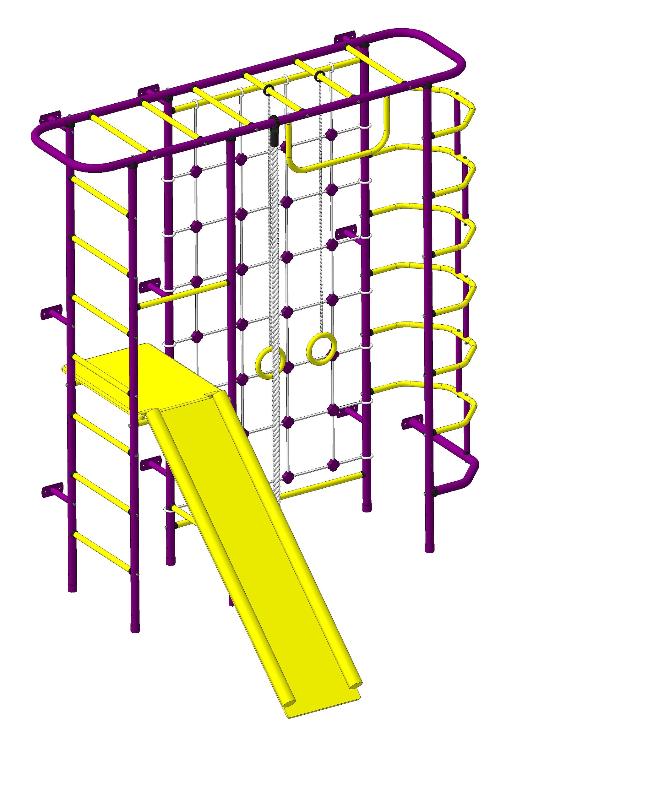 Спортивно-игровой комплекс Пионер С7СМ пурпурно/жёлтый