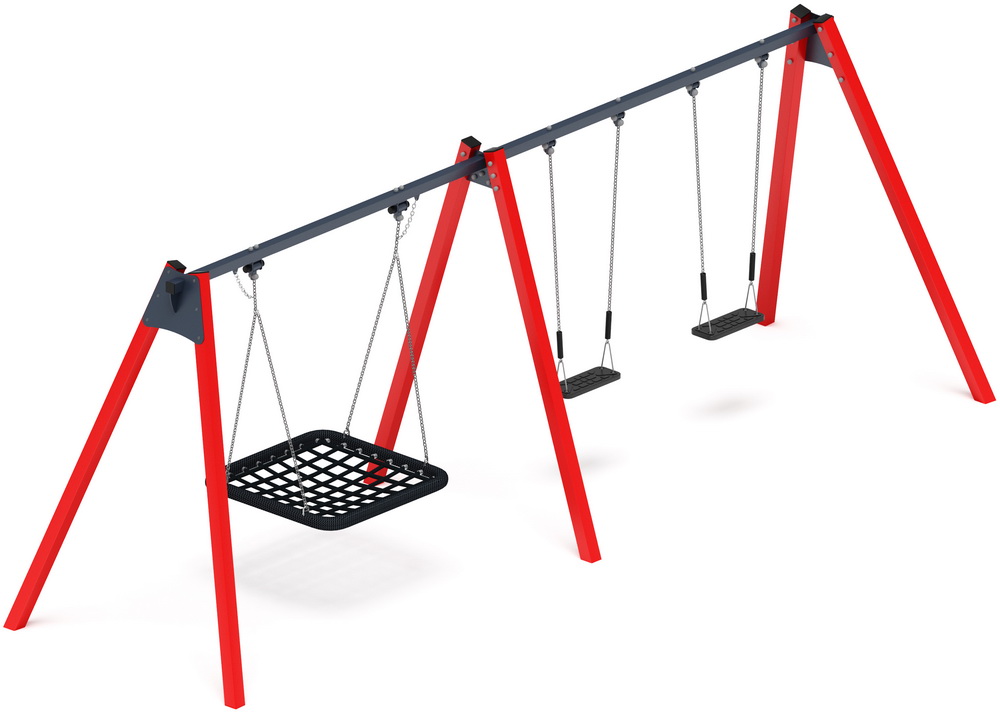 Качели М3 тройные ИО 13.М.06.03.03.01-01 (красные)