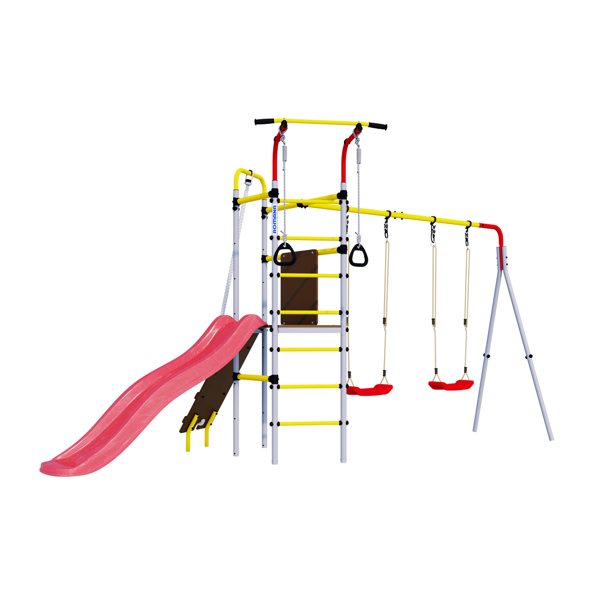 Детский спортивный комплекс для дачи Romana R.103.09.04 + 1.D-26.01 + 1.D-26.01 Островок Плюс (пластиковые качели)