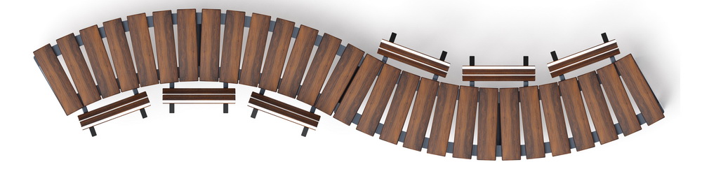 Модульная скамья радиальная (темный дуб) МФ 42.01.23