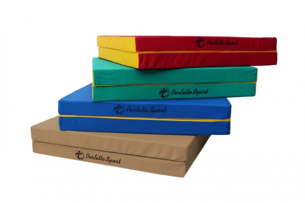 Мат № 8 (100 х 200 х 10) складной 1 сложение PERFETTO SPORT зелёно/жёлтый