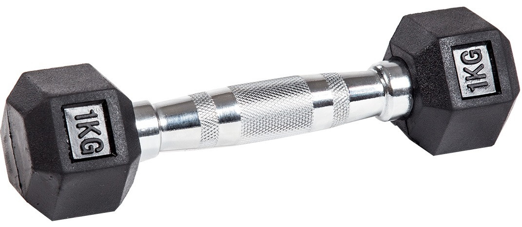 Гантель гексагональная обрезиненная 1 кг
