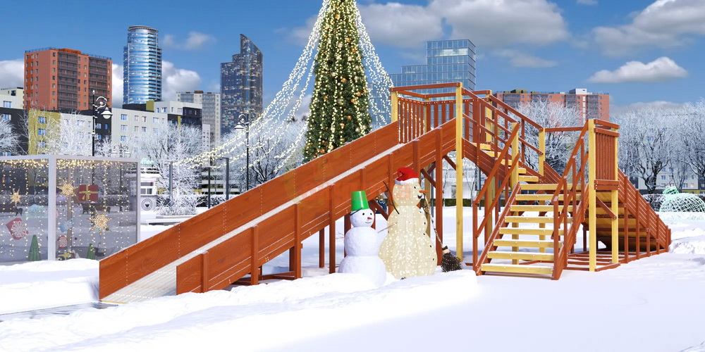 Зимняя горка Савушка ЗИМА 7/1 (скаты 5 и 8 м, разносторонний)