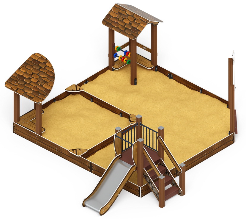 Песочный дворик с горкой (H=750) (Коричневый) ИО 6.01.05-02