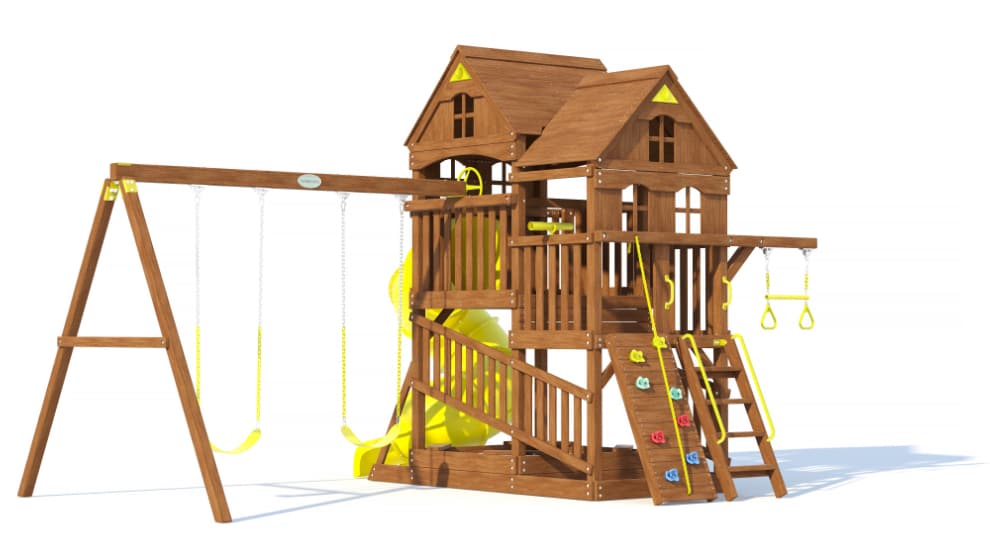 Детский деревянный игровой комплекс ПАНОРАМА с винтовой трубой