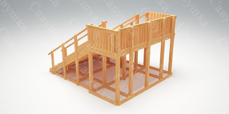 Зимняя деревянная игровая горка Савушка "Зима wood" - 4